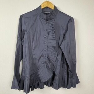 Pyramid Collection Ruffle Jacket Shacket L‎ Black Gothic Whimsigoth Cosplay NWOT